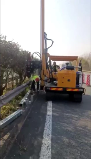 Highway Guardrail Construction Helical Pile Driver Attachment with Hydraulic Hammer