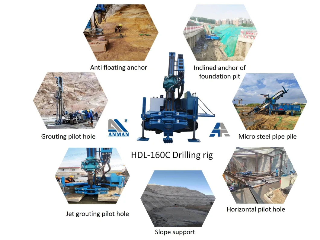 Hdl-160c Protection of Slope Support DTH Hammer Not Required Multifunctional Micropile Drilling Rig